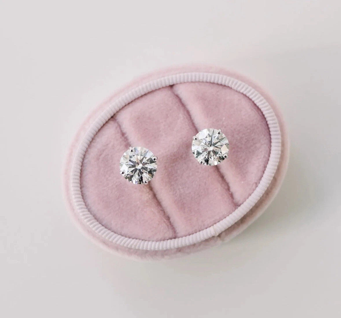 4.00 Ct Round Cut Certified VS1/EF Lab Grown Diamond Studs 14K Solid White Gold Screw Backs