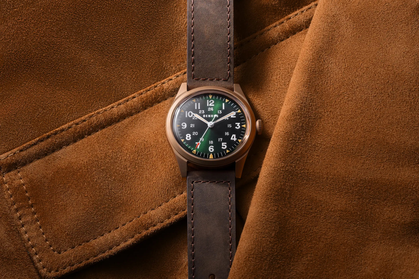 BENRUS DTU UB Swiss Automatic 38mm Bronze PVD Field Watch DTU-BR-G-038-03