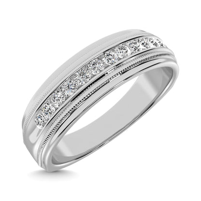 14K White Gold 1/4 Ct.Tw. Diamond Men?s Machine Band