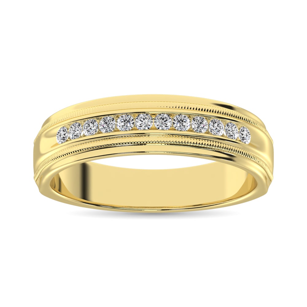 14K Yellow Gold 1/4 Ct.Tw. Diamond Men?s Machine Band