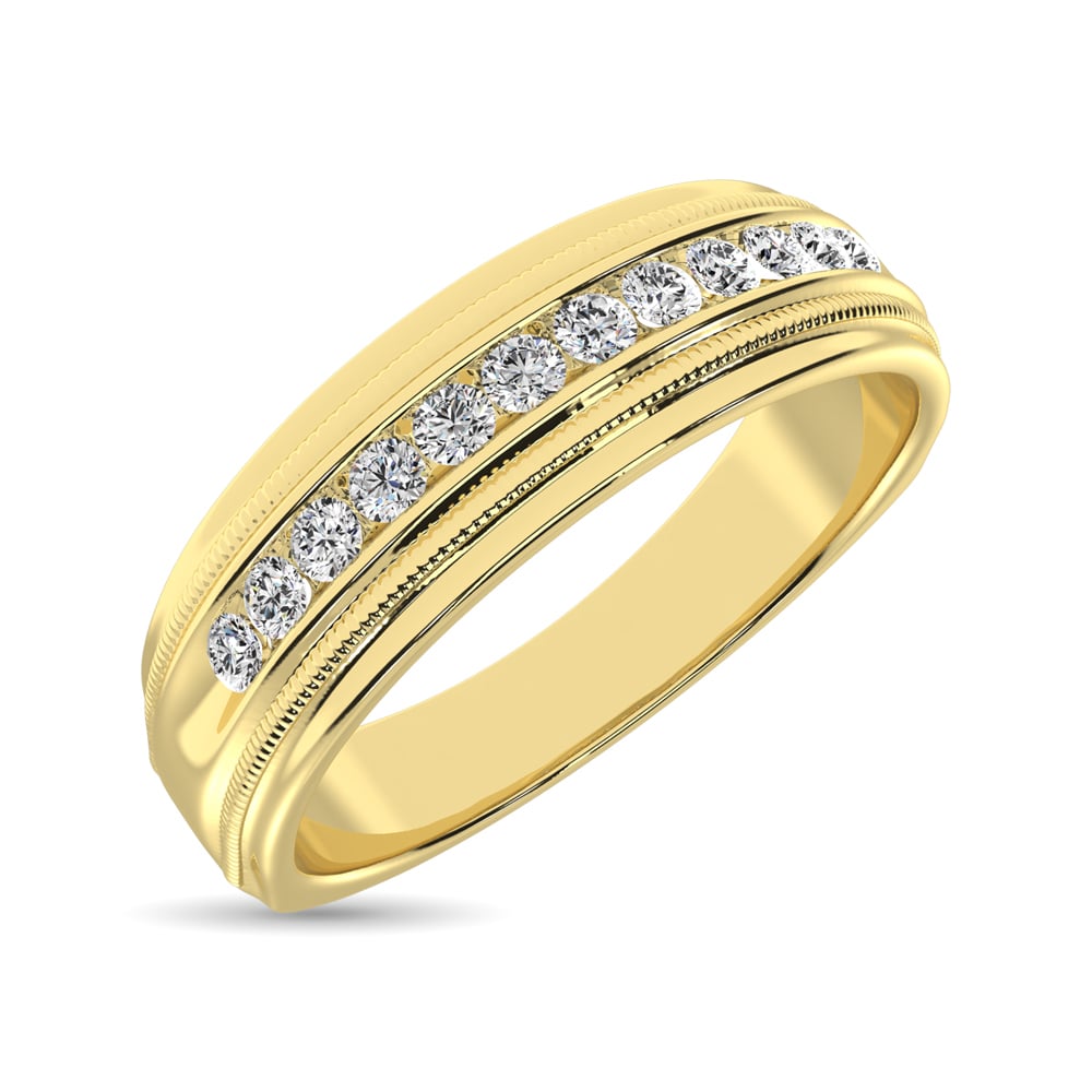 14K Yellow Gold 1/2 Ct.Tw. Diamond Men?s Machine Band