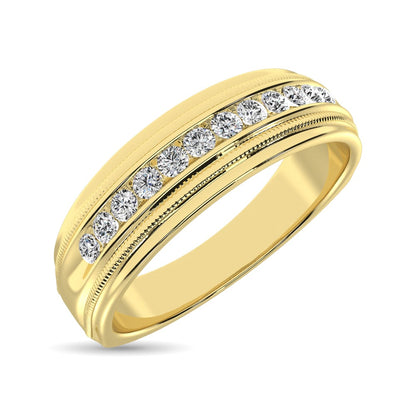 14K Yellow Gold 1/2 Ct.Tw. Diamond Men?s Machine Band