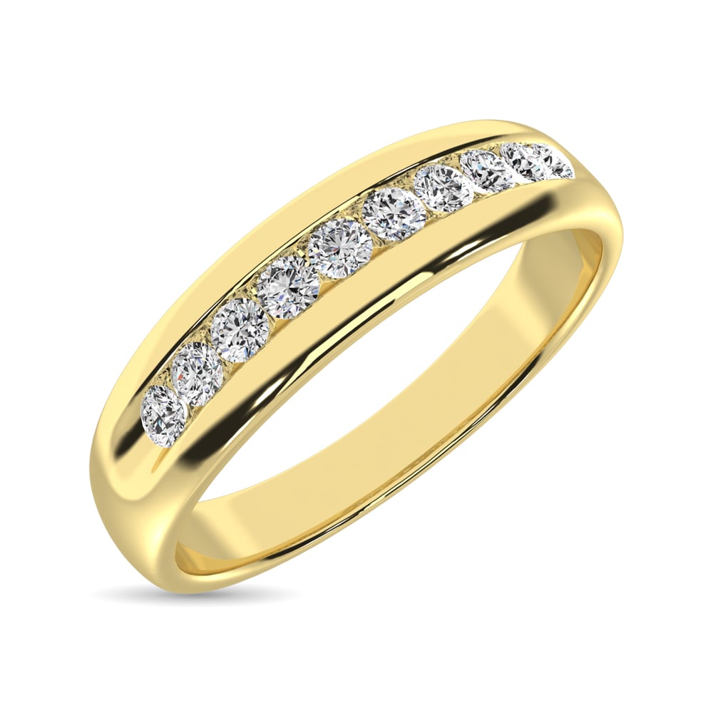 14K Yellow Gold 1/4 Ct.Tw. Diamond Men?s Machine Band