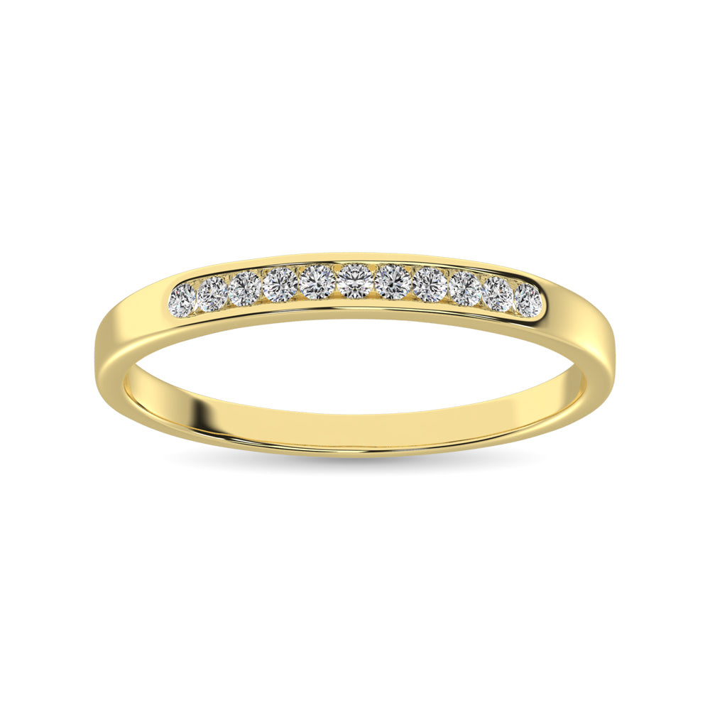 14K Yellow Gold 1/10 Ct Diamond Ladies Machine Band