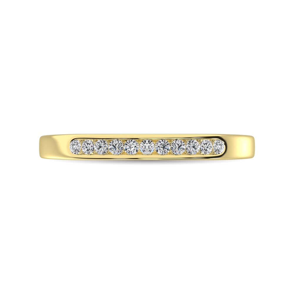 14K Yellow Gold 1/10 Ct Diamond Ladies Machine Band
