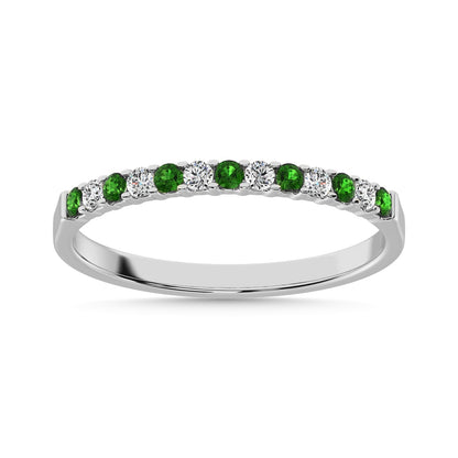 14K White Gold 1/4 Ct.tw Tsavorite & Diamond Machine Band