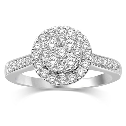 14K White Gold 9/10 Ct.Tw Diamond Engagement Ring