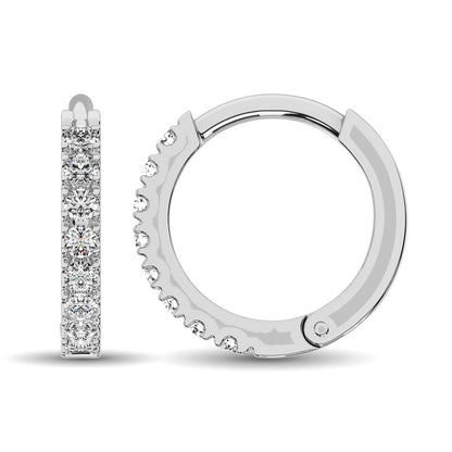 10K White Gold 1/10 Ct.Tw. Diamond Hoop Earrings