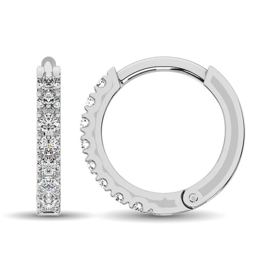 10K White Gold 1/10 Ct.Tw. Diamond Hoop Earrings