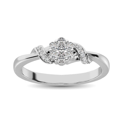 10K White Gold 1/6 Ct.Tw. Diamond Flower Ring