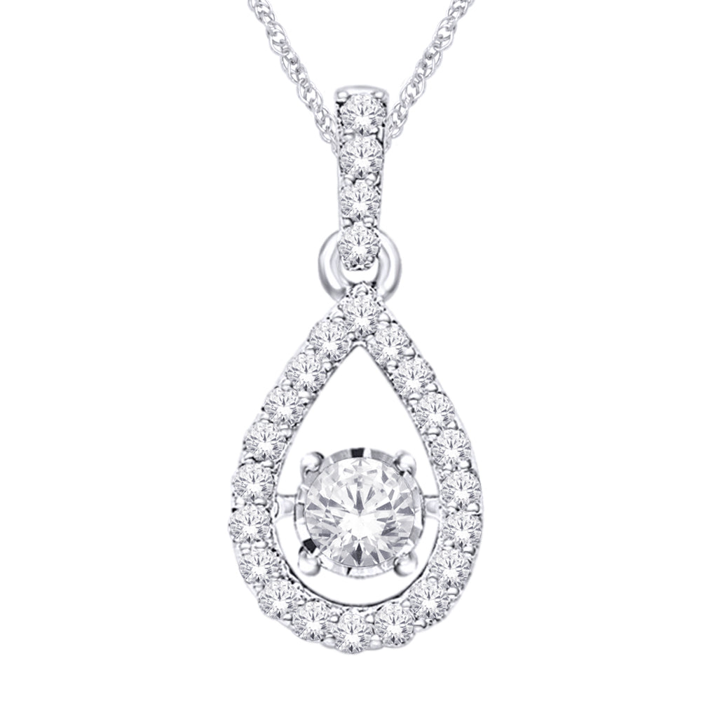 10K White Gold 1/4 Ct.Tw. Moving Diamond Fashion Pendant
