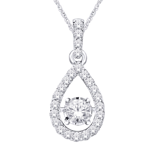 10K White Gold 1/4 Ct.Tw. Moving Diamond Fashion Pendant