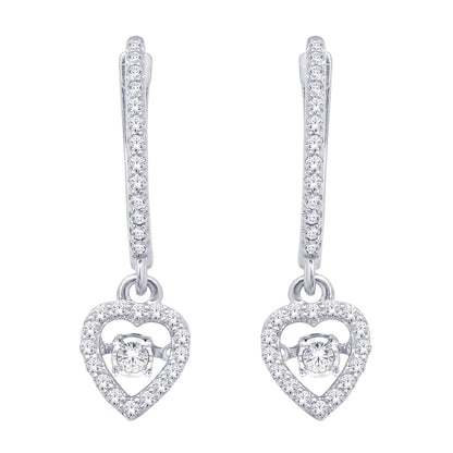 10K White Gold 2/5 Ct.Tw. Moving Diamond Fashion Earrings