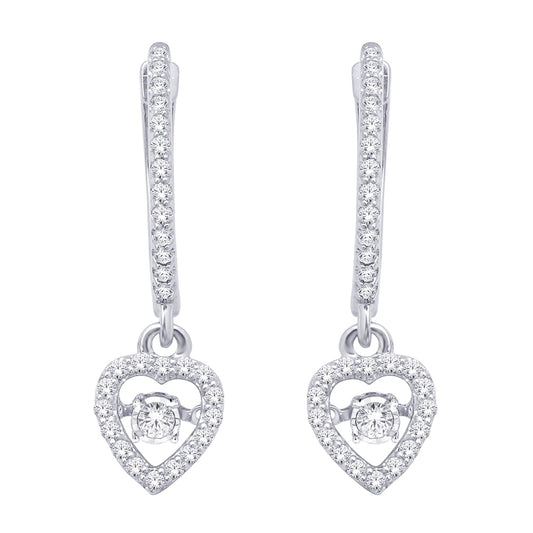 10K White Gold 2/5 Ct.Tw. Moving Diamond Fashion Earrings