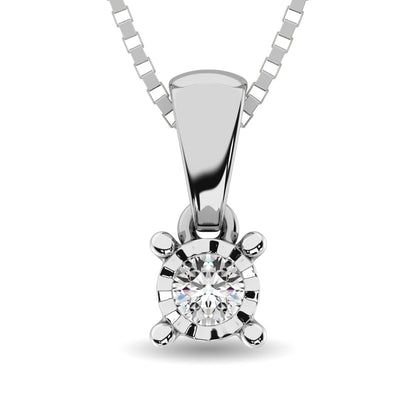10K White Gold 1/10 Ct.Tw. Diamond Solitaire Pendant