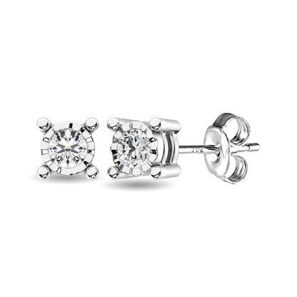 10K White Gold 1/10 Ct.Tw. Diamond Stud Earrings