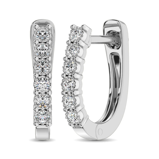 14K White Gold 1/5 Ct.Tw. Diamond Hoop Earrings