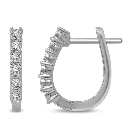 14K White Gold 1/3 Ct.Tw. Diamond Hoop Earrings