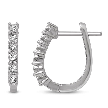 14K White Gold 1/2 Ct.Tw. Diamond Hoop Earrings