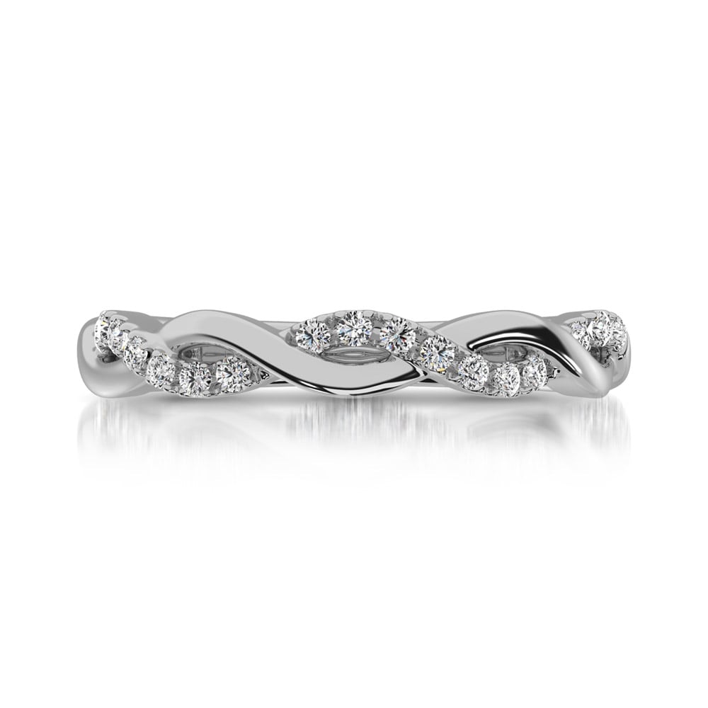 10K White Gold 1/20 Ct.tw Diamond Twisted Wedding Band