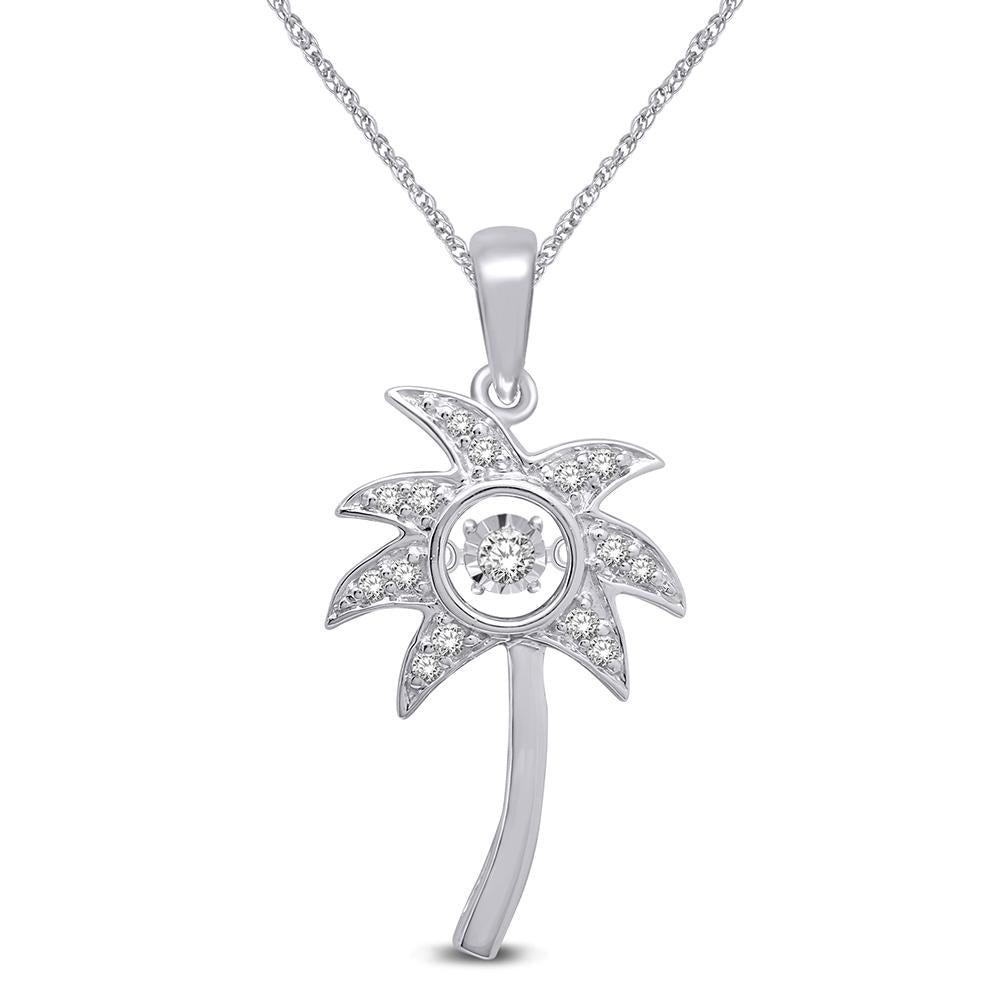 14K White Gold 1/8 Ct.tw Moving Diamond Sea Life Pendant