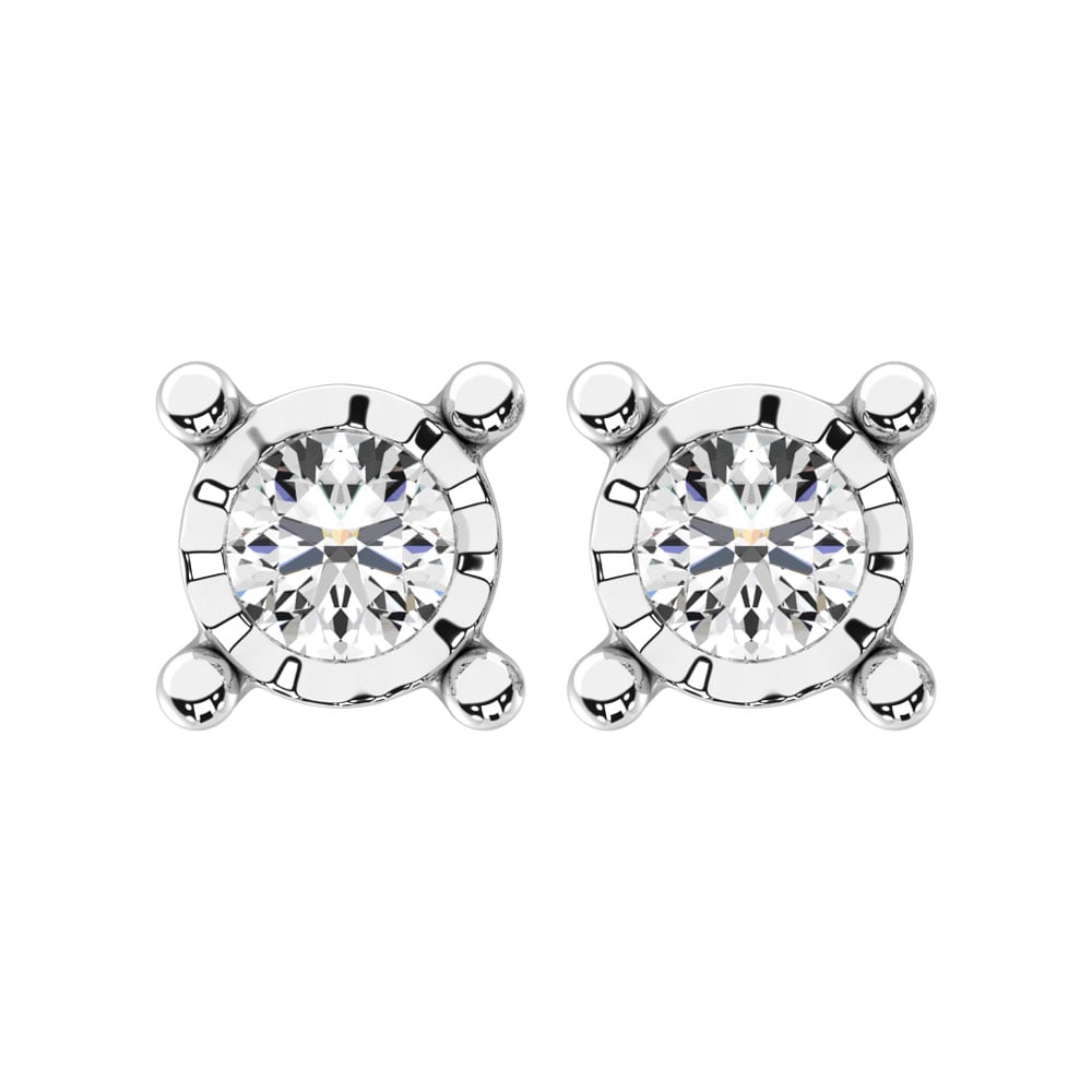 Diamond 1/10 Ct.Tw. Solitaire Stud Earrings in 14K White Gold