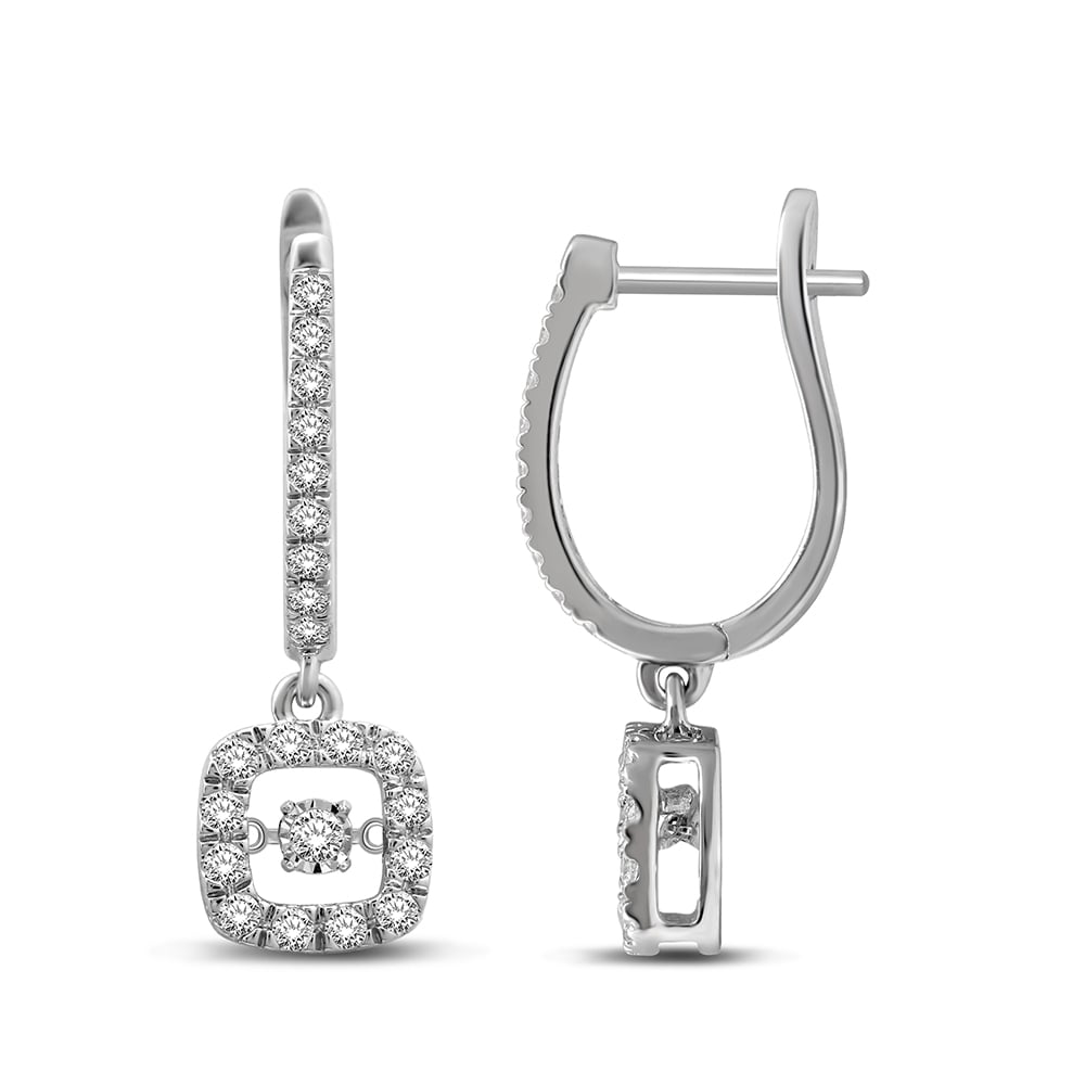 14K White Gold 1 1/4 Ct.Tw. Moving Diamond Danglers Earrings