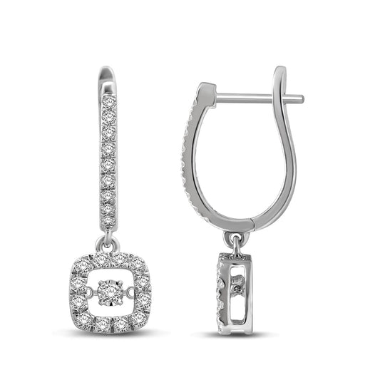 14K White Gold 1 1/4 Ct.Tw. Moving Diamond Danglers Earrings