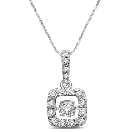 14K White Gold 1 Ct.Tw. Moving Diamond Pendant