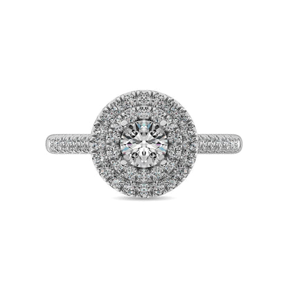 14K White Gold 1 Ct.Tw. Diamond Halo Engagement Ring