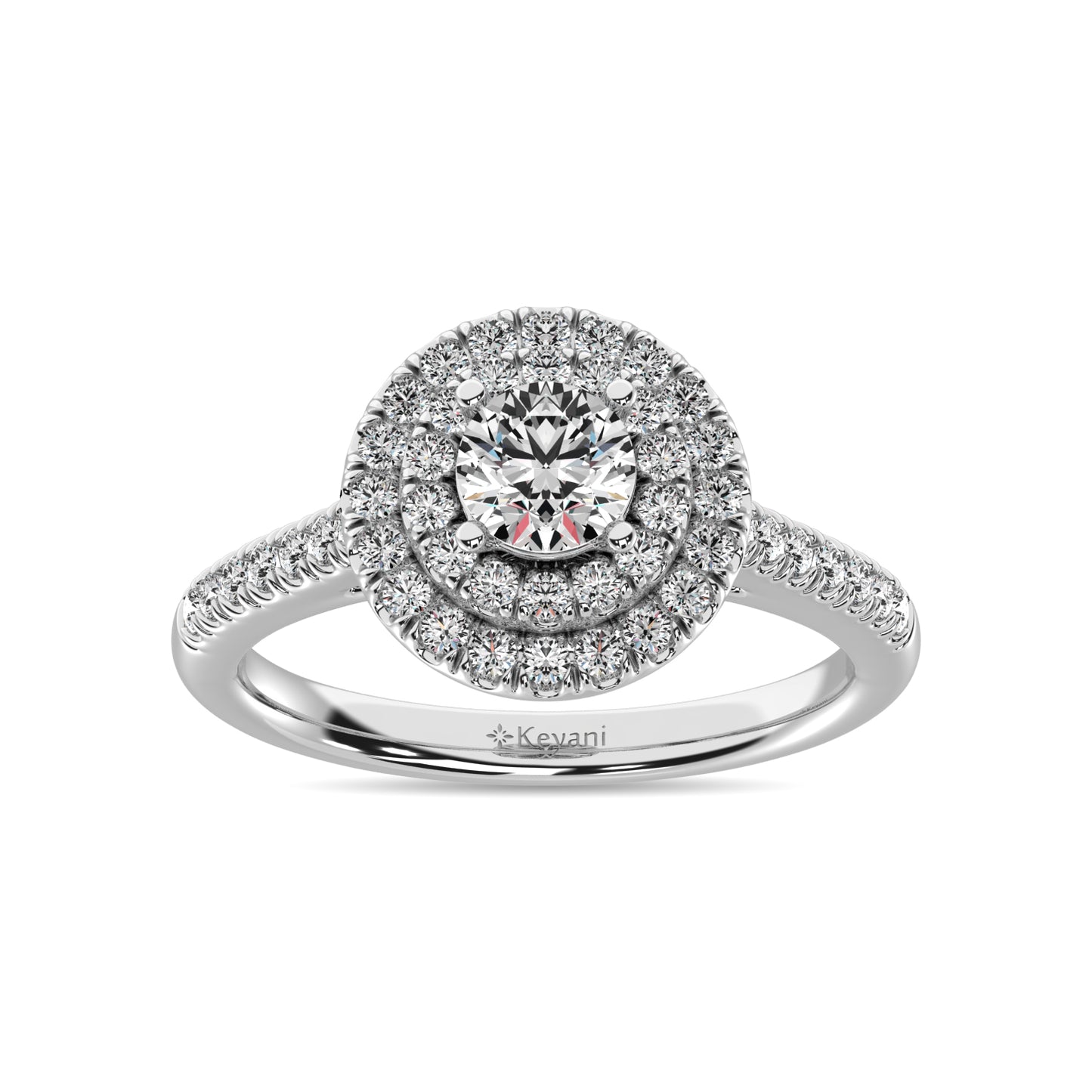 14K White Gold 1 Ct.Tw. Diamond Halo Engagement Ring
