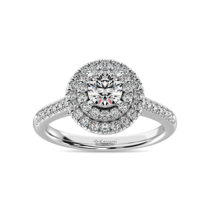 14K White Gold 1 Ct.Tw. Diamond Halo Engagement Ring