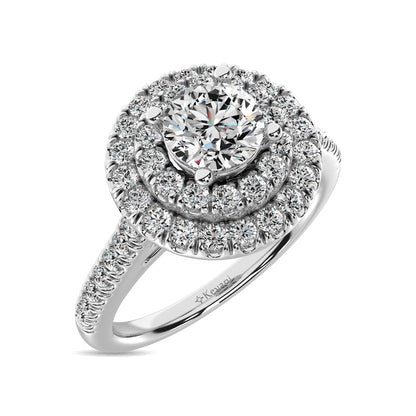 14K White Gold 1 Ct.Tw. Diamond Halo Engagement Ring