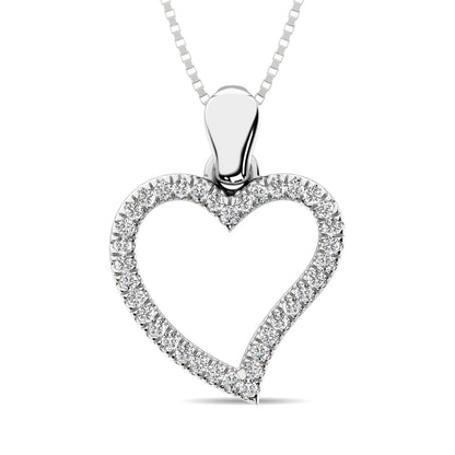10K White Gold 1/8 Ct.Tw. Diamond Heart Pendant