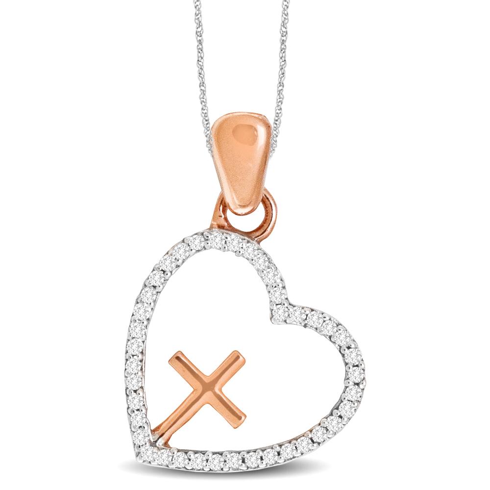 10K White Gold 1/8 Ct.Tw. Diamond Heart Pendant