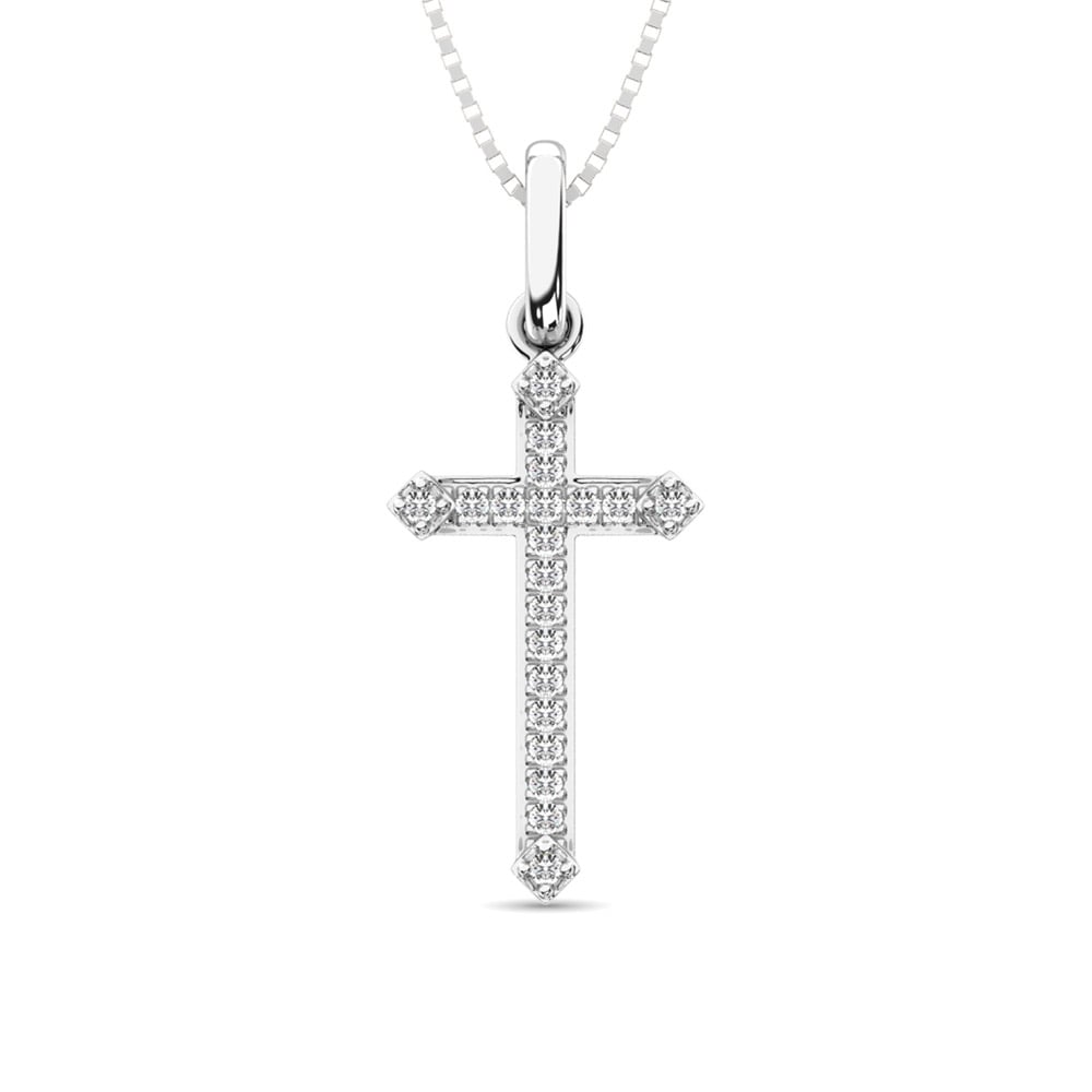 10K White Gold 1/20 Ct.Tw. Diamond Cross Pendant