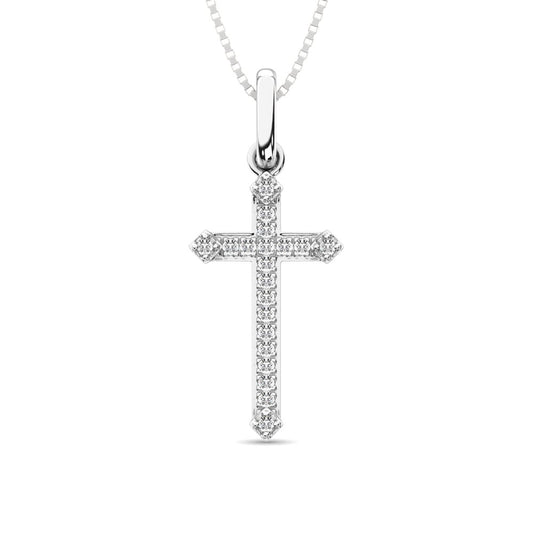 10K White Gold 1/20 Ct.Tw. Diamond Cross Pendant