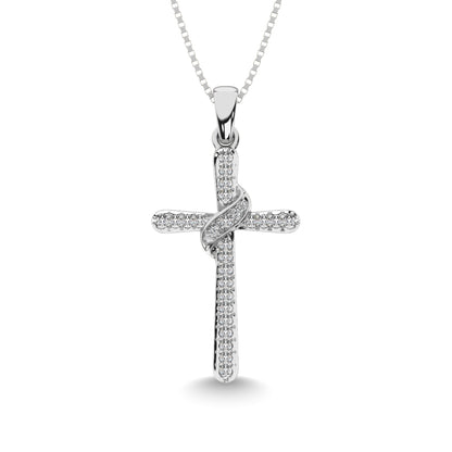 10K White Gold 1/20 Ct.Tw. Diamond Cross Pendant