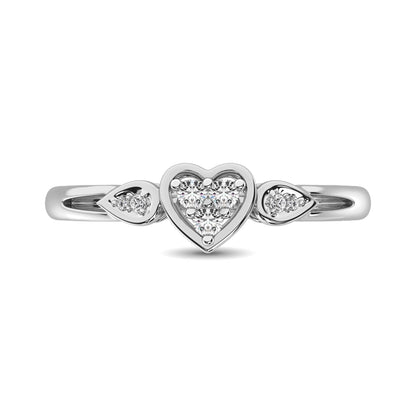 10K White Gold 1/10 Ct.Tw. Diamond Heart Ring