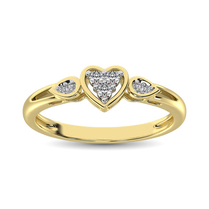 10K Yellow Gold 1/10 Ct.Tw. Diamond Heart Ring