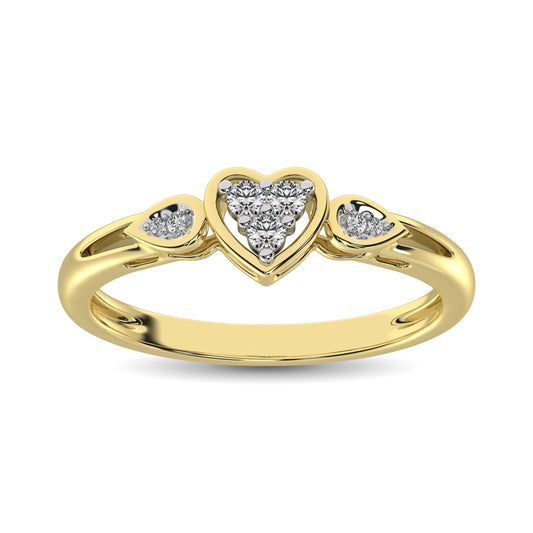10K Yellow Gold 1/10 Ct.Tw. Diamond Heart Ring