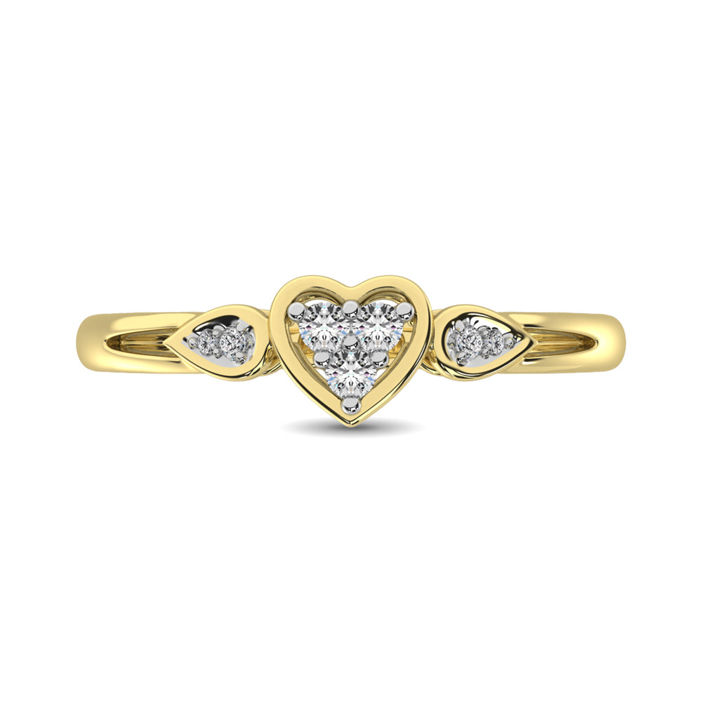 10K Yellow Gold 1/10 Ct.Tw. Diamond Heart Ring