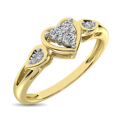 10K Yellow Gold 1/10 Ct.Tw. Diamond Heart Ring