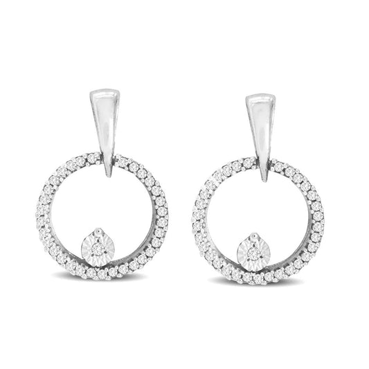 10K White Gold 1/10 Ct.Tw. Diamond Circle Earrings