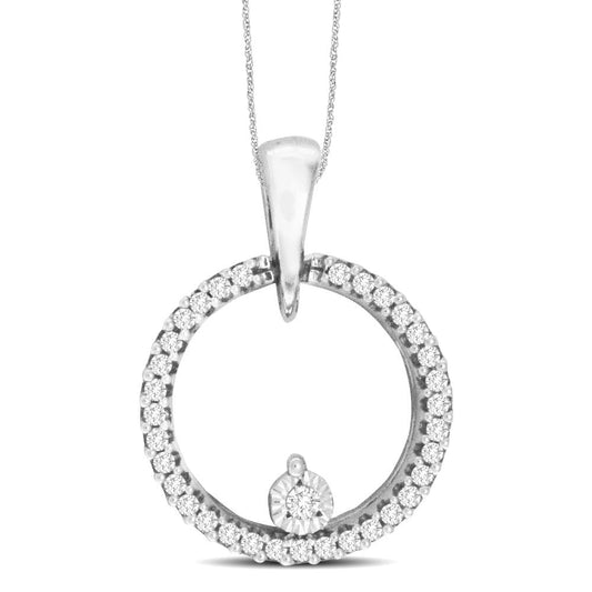 10K White Gold 1/10 Ct.Tw. Diamond Circle Pendant