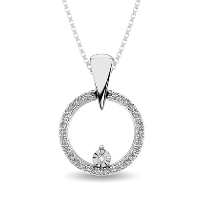 10K White Gold 1/10 Ct.Tw. Diamond Circle Pendant