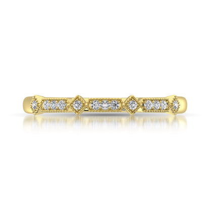 14K Yellow Gold 1/20 Ct.Tw. Diamond Stackable Band