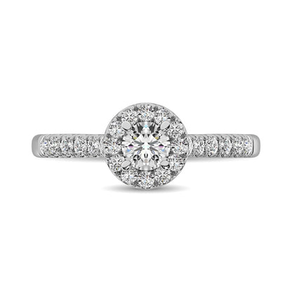 14K White Gold 1/2 Ct.Tw. Diamond Halo Engagement Ring
