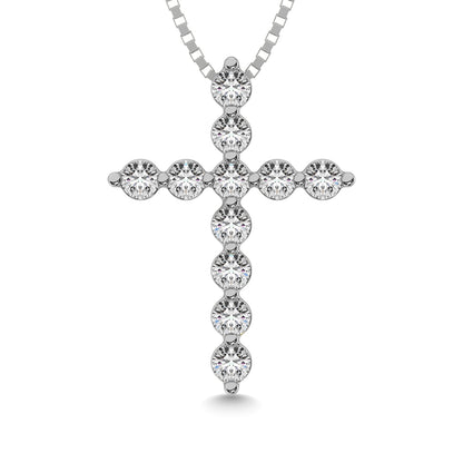 Shared Prong Diamond 1/5 Ct.Tw Cross Pendant.