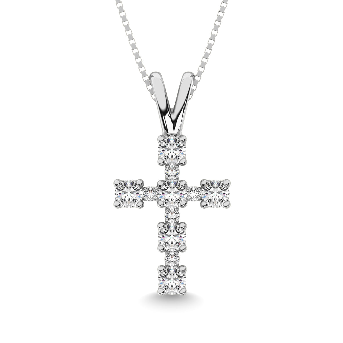 10K White Gold 1/4 Ct.Tw. Diamond Cross Pendant